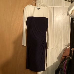 Ralph Lauren new dress navy blue and white size 10 long sleeve